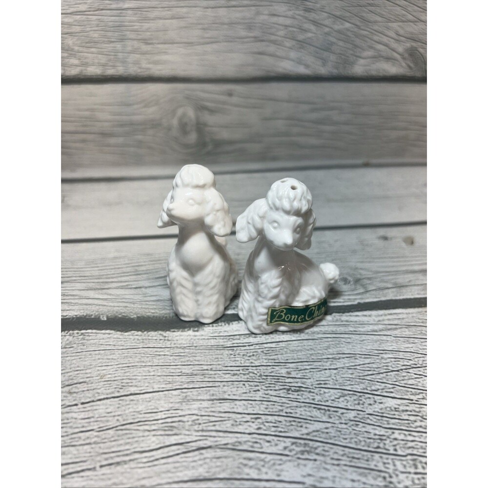 Holt Howard Poodle Dog Salt & Pepper Shaker Set Bone China Kitschy RARE Japan